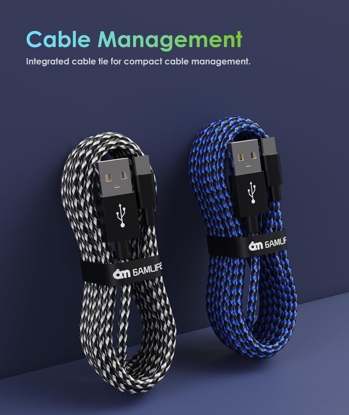 6amLifestyle 2 Pack 10ft PS4 Controller Charging Cable,Micro USB Braided Cord Compatible with PlayStation 4 DualShock 4, PS4 Slim/Pro, Xbox One S/X, Android Phones, Kindle, Black & Blue