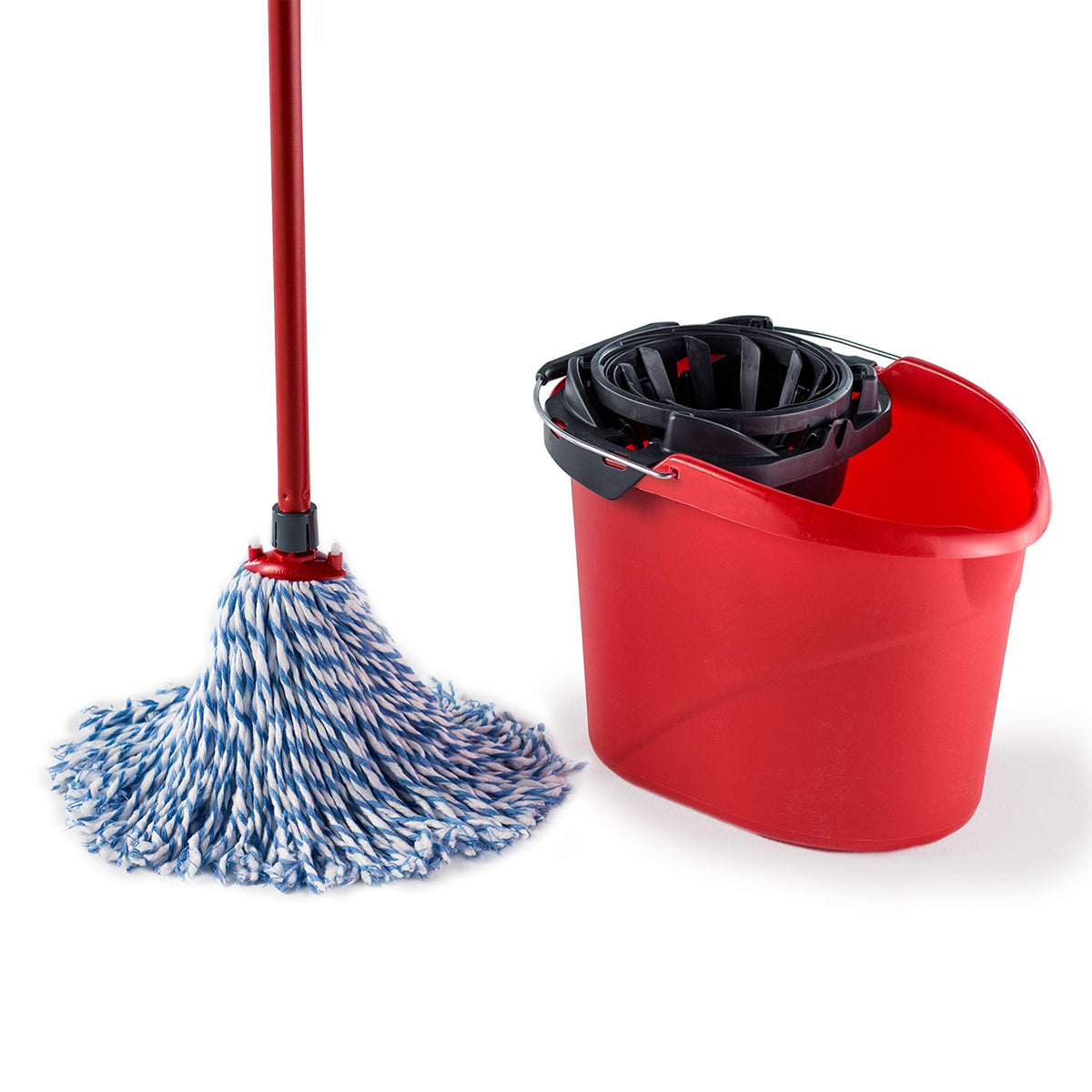 Vileda SuperMocio Microfibre and Cotton Mop and Bucket Set | Includes Torsion Wringer for Faster Drying, Lemon Shaped, Microfibre and Cotton Blend Mop Head, Click to Fit