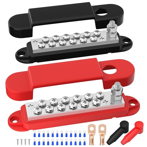 RVBOATPAT Power Distribution Block 12V 150A 1/4" Stud Marine Bus Bar 12 Volt DC Battery Busbar for Boat Automotive Solar Wiring