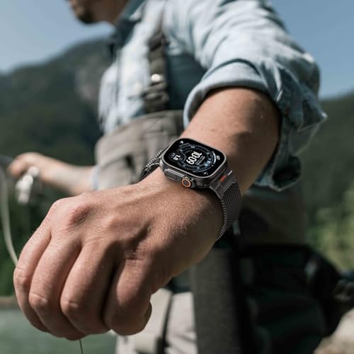 Milanese Loop for Apple Watch Ultra 4/3/2 Band 49mm 40/41/42/44/45/46mm Men | Tactical Mecha Strap,Military-Grade Design,Magnetic Metal Mesh Wristband,iWatch Ultra 2/3/4 Series 12/11/10/9/8/7/6/5/4 SE