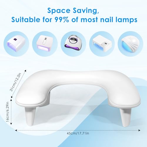 LIONVISON Arm Rest for Nails Tech U Shaped - Comfortable Manicure Nail Hand Rest Pillow Cushion, Nail Armrest Stand for Acrylic Nail Art Tech, Quick Installation, White