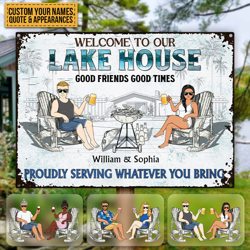 Personalized Pool Patio Metal Sign: "Neighbors Listen to Good Music!"