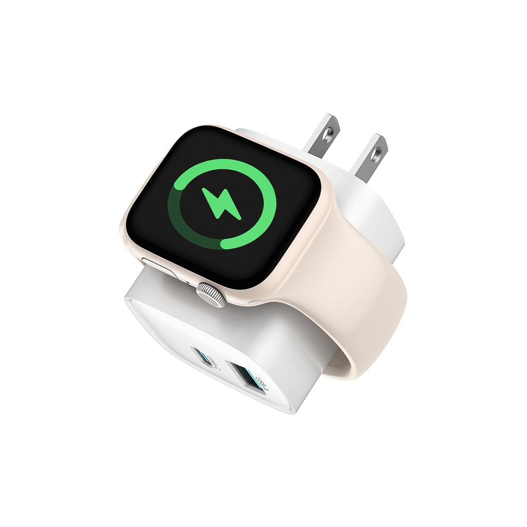 TESSAN Charging Blocks for Apple Watch Charger, USB C Charger Block 3-in-1 | PD20W USB C Fast Charging Dual Ports for iPhone 17/16/15, AirPods, iWatch, Travel Essentials, Drom Office Accessories, White