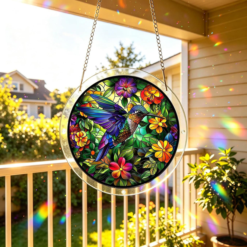 Hummingbird 83 Piece Acrylic Jigsaw Puzzle,DIY Hanging Sun Catcher Puzzle | Stained Glass Acrylic Suncatcher Puzzle,Home Garden Decoration,DIY Puzzles Window Hanging