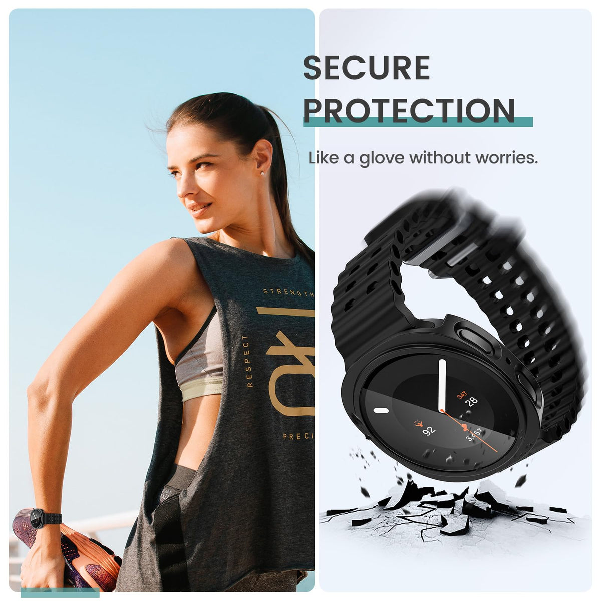Tensea [5+5Pack for Samsung Galaxy Watch 8/9 Screen Protector Case 44mm | Hard PC Bumper/HD Tempered Glass Protective Film Accessories, Face Cover Set, Galaxy Watch 8/9 44 mm Case for Women Men