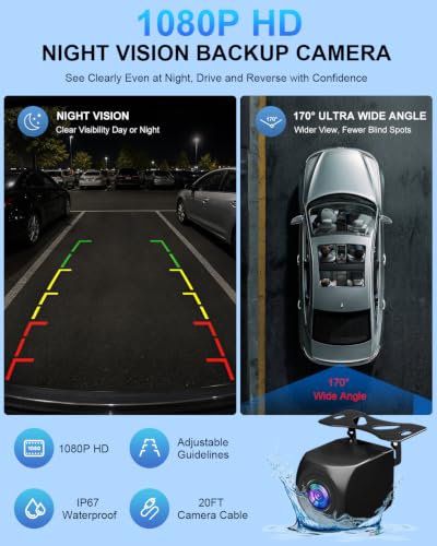 9" CarPlay Screen for Car, Wireless Apple CarPlay & Android Auto | with 1080P Backup Camera, Night Vision, Mirror Link, Voice Control, Bluetooth/FM/AUX Audio, Portable Touchscreen Display