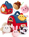 hahaland Baby Toys 6-12 Months - Surprise Barn Stuffed Farm Animals Plush | Baby Gifts Christmas Stocking Stuffers 6 Month Old Montessori Toys with Rattle, Crinkle, Texures, Mirror Infant Sensory Balls