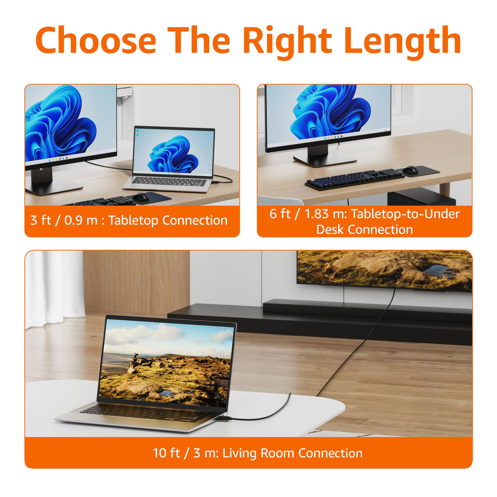 Amazon Basics DisplayPort to HDMI Cable, Uni-Directional, 4K@30Hz, 1920x1200, 1080p, Gold-Plated Connectors for Enhanced Picture Quality and Sound, 6 ft, Black Temp