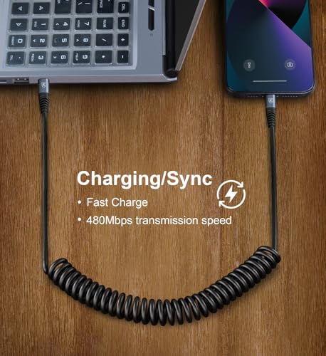 USB C Cable 3ft 2Pack USB C to USB C Charger Cable for Car, Coiled Type C