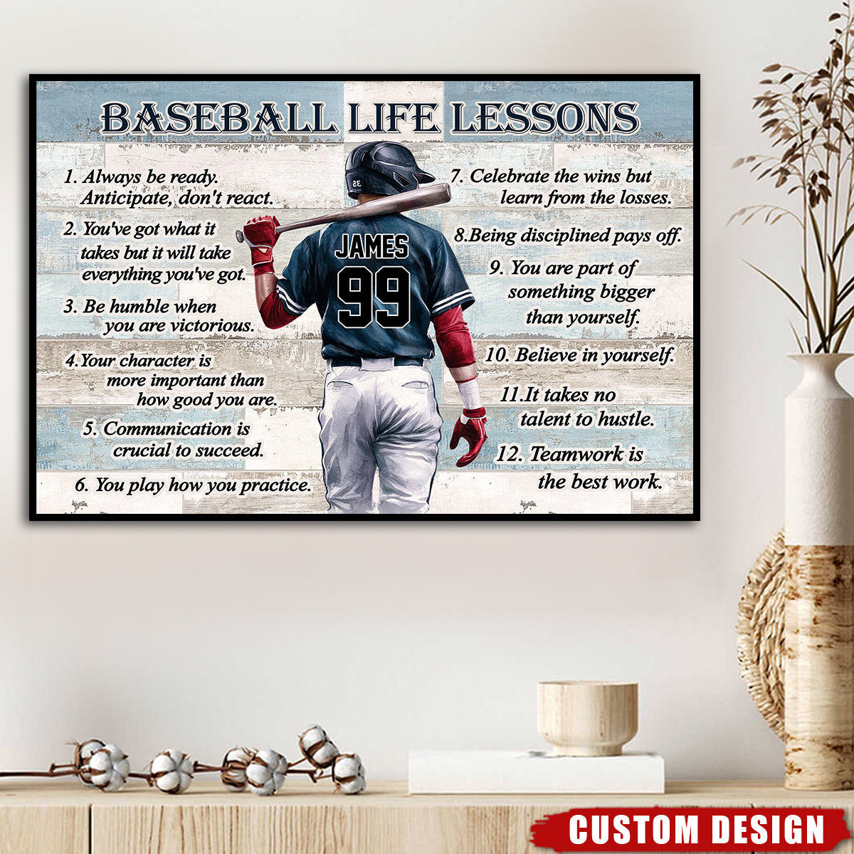 Personalized Baseball Life Lessons Poster / Canvas - Custom Gift For Baseball Lover