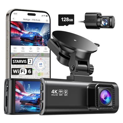 REDTIGER F7NP 4K Dash Cam Front Rear, STARVIS 2 Sensor, Free Card Included | 5.8GHz WiFi-20MB/s Download, WDR Night Vision, Wide Angle, G-sensor Incident Detection, 24H Parking Mode(Hardwire kit needed)
