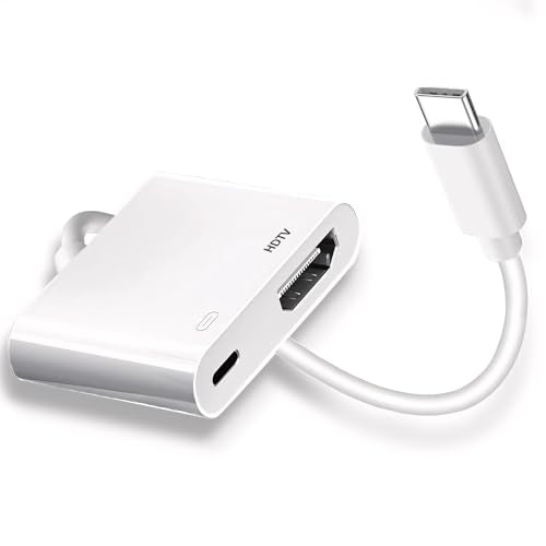 Kinhaly USB C to HDMI for TV, 4K@60Hz Type C to Adapter with Charging Port, iPhone to Hdmi to USB C Adapter Compatible for iPhone 18/17/16/15 Series/iPad Pro/MacBook Pro to HDTV Projector