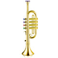 Lewtemi Gold Trumpet Musical Instruments Toy for Kid Fake Plastic | Musical Toy for Girls Preschool Learning, Fake Wind Horn Colorful Keys, Beginner Saxophone Trombone Bugle Teaching Gift