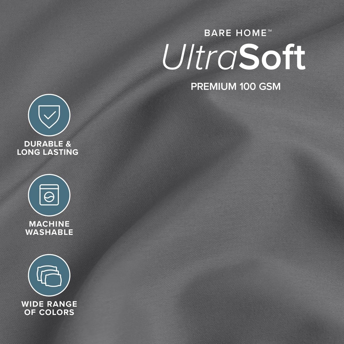 Bare Home Queen Sheet Set - 1800 Ultra-Soft (Queen, Grey) | Deep Pockets 6 to 15 Inches, Breathable, Hypoallergenic, Hotel Luxury, Easy Fit, Soft, All-Season