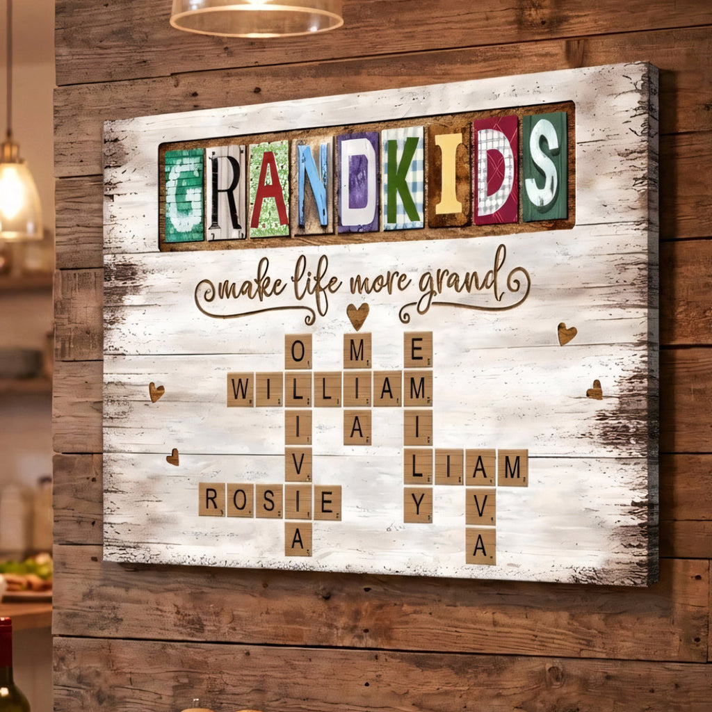 Grandkids Make Life More Grand - Personalized Crossword Puzzle Canvas / Poster