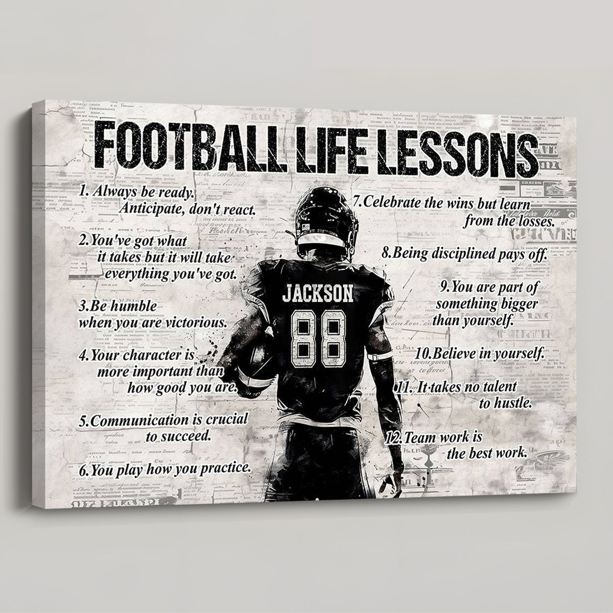 American Football Life Lessons Poster / Canvas - Personalized Custom Name Gift