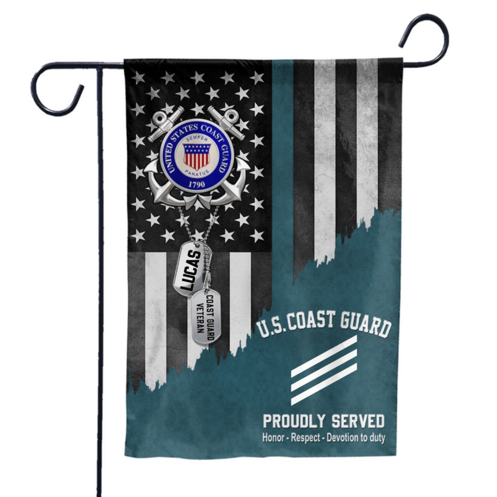 Personalized Military Veteran Garden Flag - Custom Rank & Name