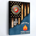 Personalized Veteran Rustic American Flag Canvas / Poster - Custom Name & Rank Gift for Military Veterans