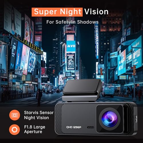 Veement 1296P Dash Cam Front, WiFi Dash Camera for Cars with App | V300 Mini Hidden Design, Night Vision, 170° Lens, Loop Recording, G-Sensor, 256GB Max, Card Not Included, Hardwire Required