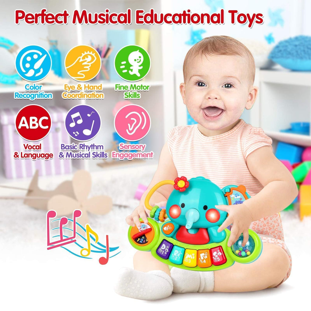 Baby Piano Toys 6-12 Months, Elephant Piano Keyboard Newborn & Infant Toys | Light Up Musical Toddler Toys for 1 Year Old Boy Girl, Christmas & Birthday Gifts For 12-18 Months, 6 7 8 9 Month Old Toys