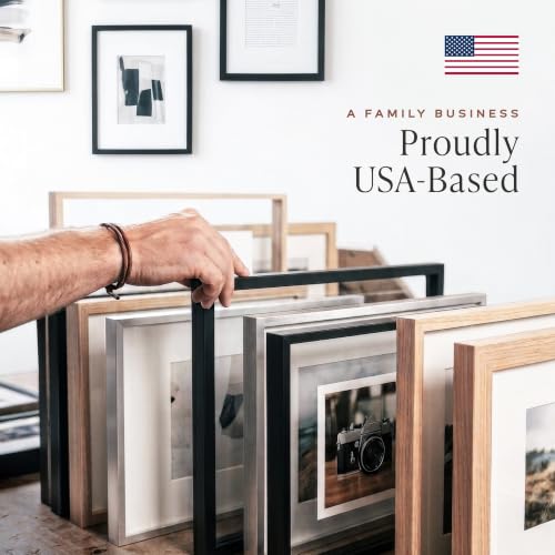 Americanflat 18x24 Poster Frame - Slim Molding - Black | Polished plexiglass front, hangs vertical or horizontal, sawtooth hangers included, secure turn-tab backing