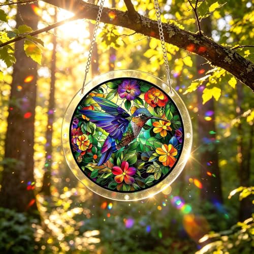 Hummingbird 83 Piece Acrylic Jigsaw Puzzle,DIY Hanging Sun Catcher Puzzle | Stained Glass Acrylic Suncatcher Puzzle,Home Garden Decoration,DIY Puzzles Window Hanging