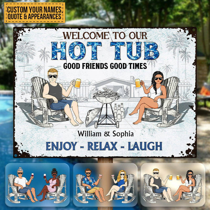 Personalized Pool Patio Metal Sign: "Neighbors Listen to Good Music!"