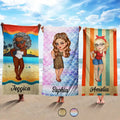Custom Cartoon Women Beach Towel - Personalized Summer Gift For Her & Besties