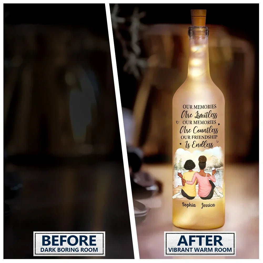 Heartfelt Personalized Friendship Bottle Light - 'A True Journey Without End'