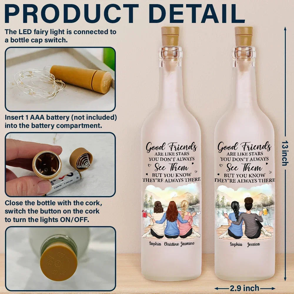 Heartfelt Personalized Friendship Bottle Light - 'A True Journey Without End'