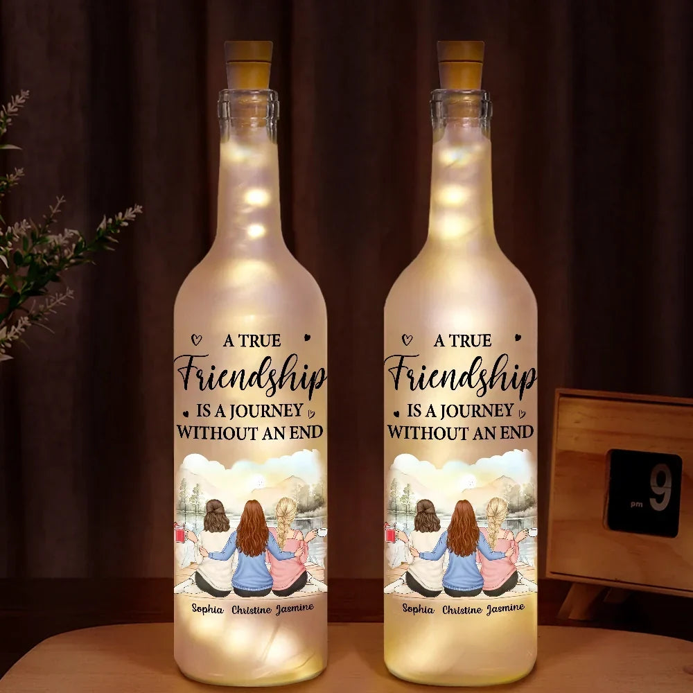 Heartfelt Personalized Friendship Bottle Light - 'A True Journey Without End'