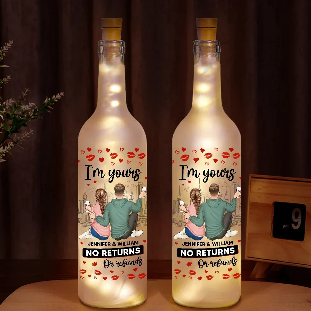 Custom 'I'm Yours No Returns Or Refunds' Bottle Light for Couples
