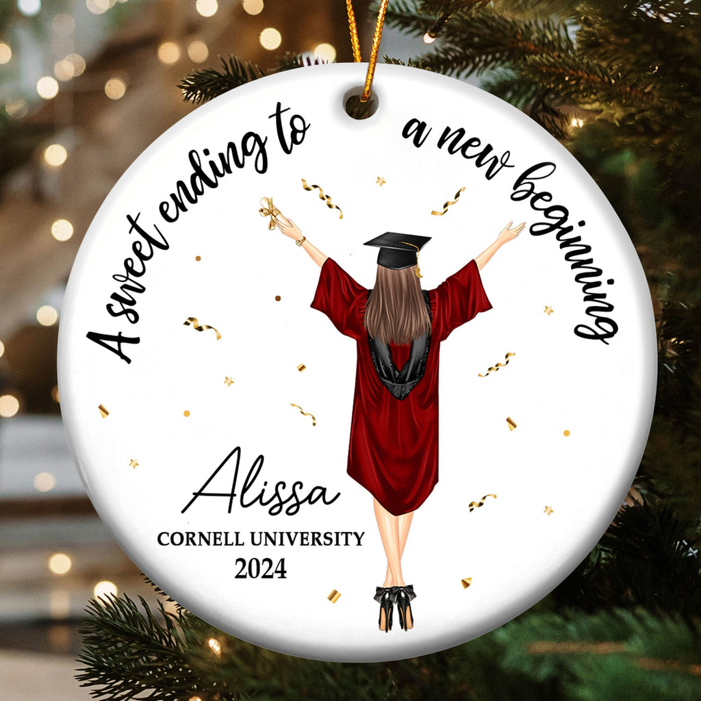 Personalized Graduation Ornament: 'Sweet Ending, New Beginning' Keepsake