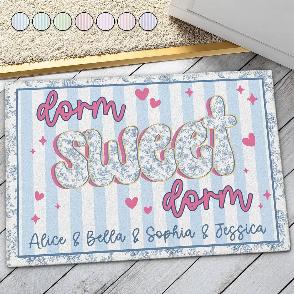 "Dorm Sweet Dorm" Personalized Doormat - Custom Roommate Welcome Mat