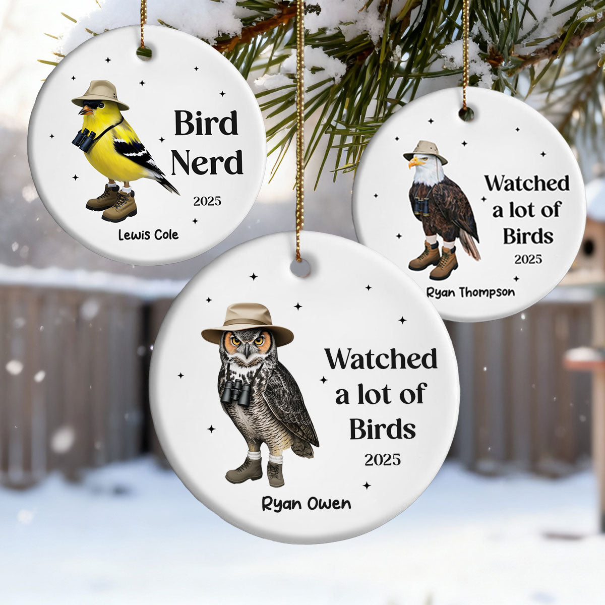 "Watched A Lot Of Birds" Personalized Ceramic Ornament - Custom Bird Watching Gift for Bird Lover