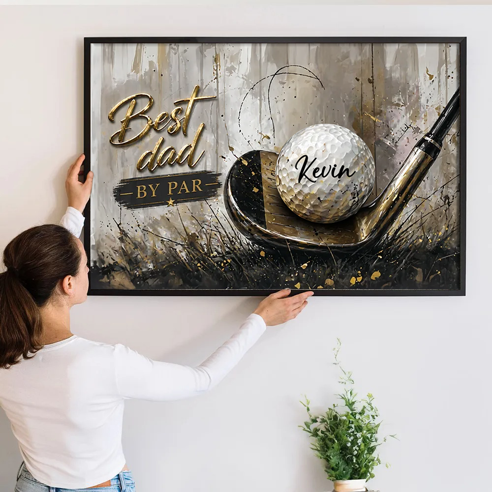 Best Golf Dad By Par Personalized Canvas / Poster - Custom Father’s Day Gift for Golfers