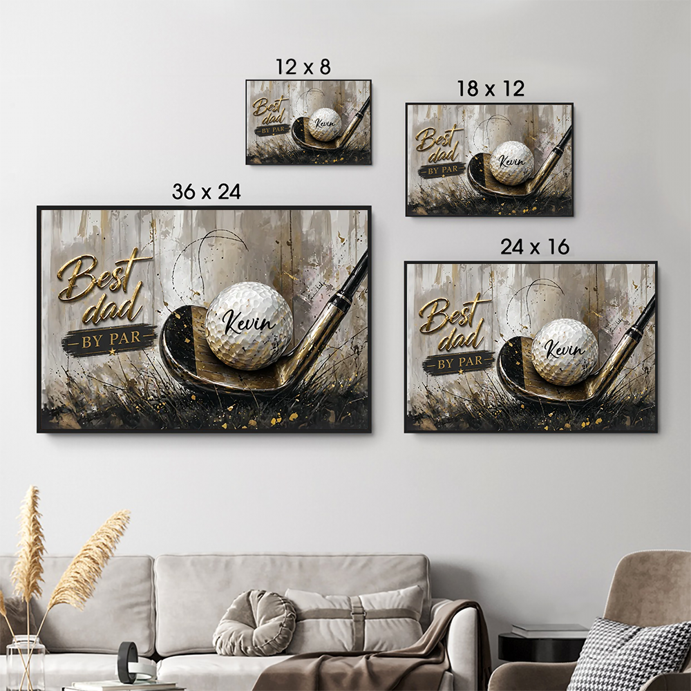 Best Golf Dad By Par Personalized Canvas / Poster - Custom Father’s Day Gift for Golfers