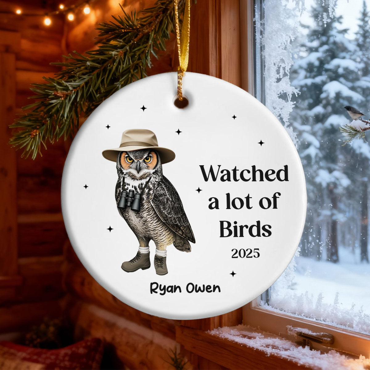 "Watched A Lot Of Birds" Personalized Ceramic Ornament - Custom Bird Watching Gift for Bird Lover