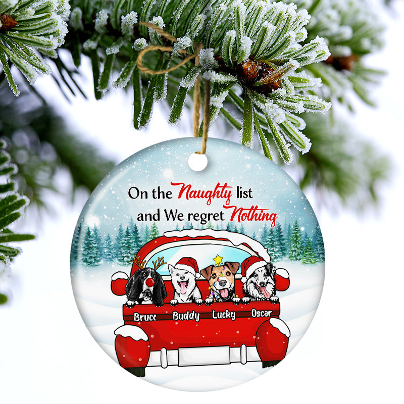 Personalized Naughty Dog Christmas Ornament for Dog Lovers: "We Regret Nothing" Keepsake