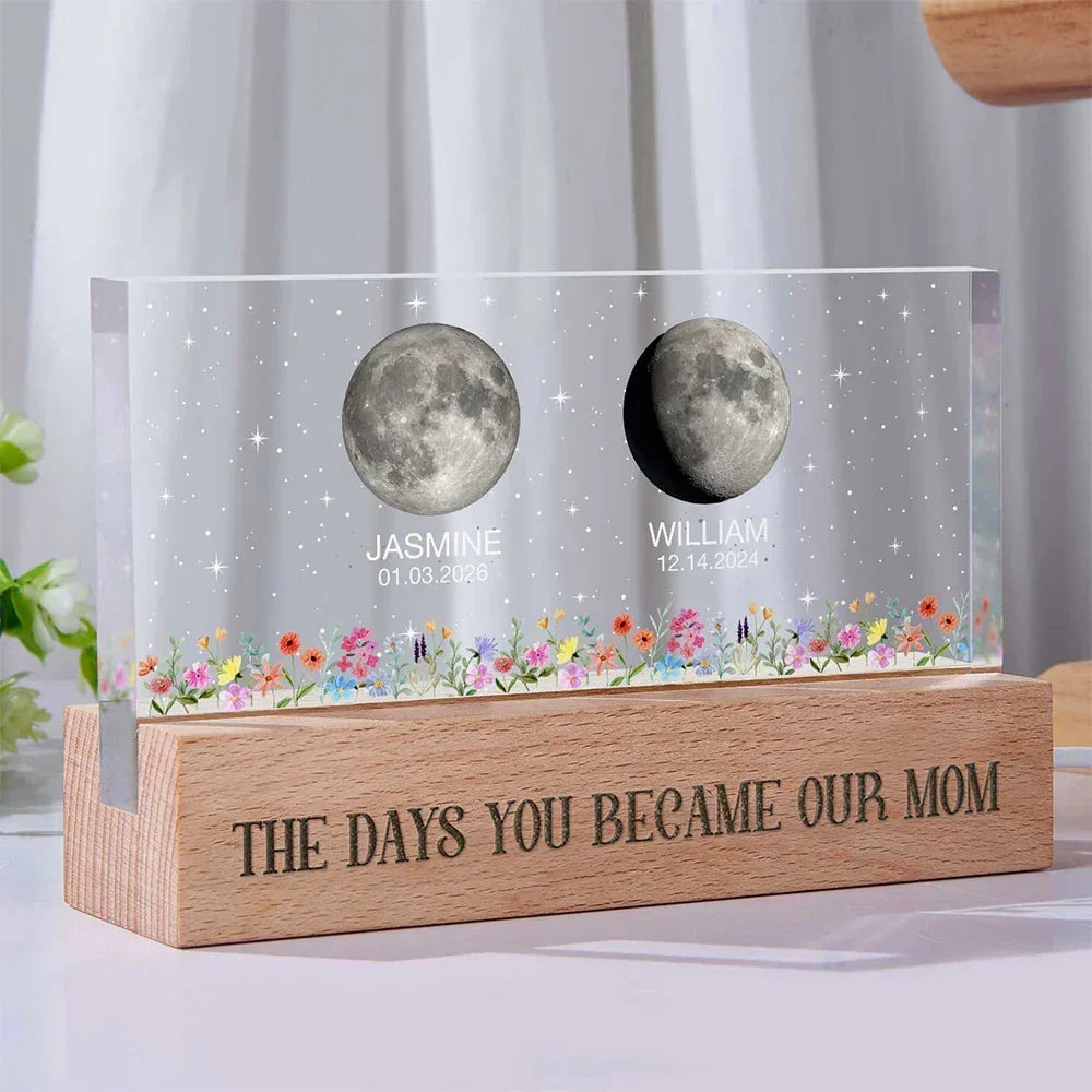 “The Day You Became My Mom” - Personalized Moon Phase LED Light