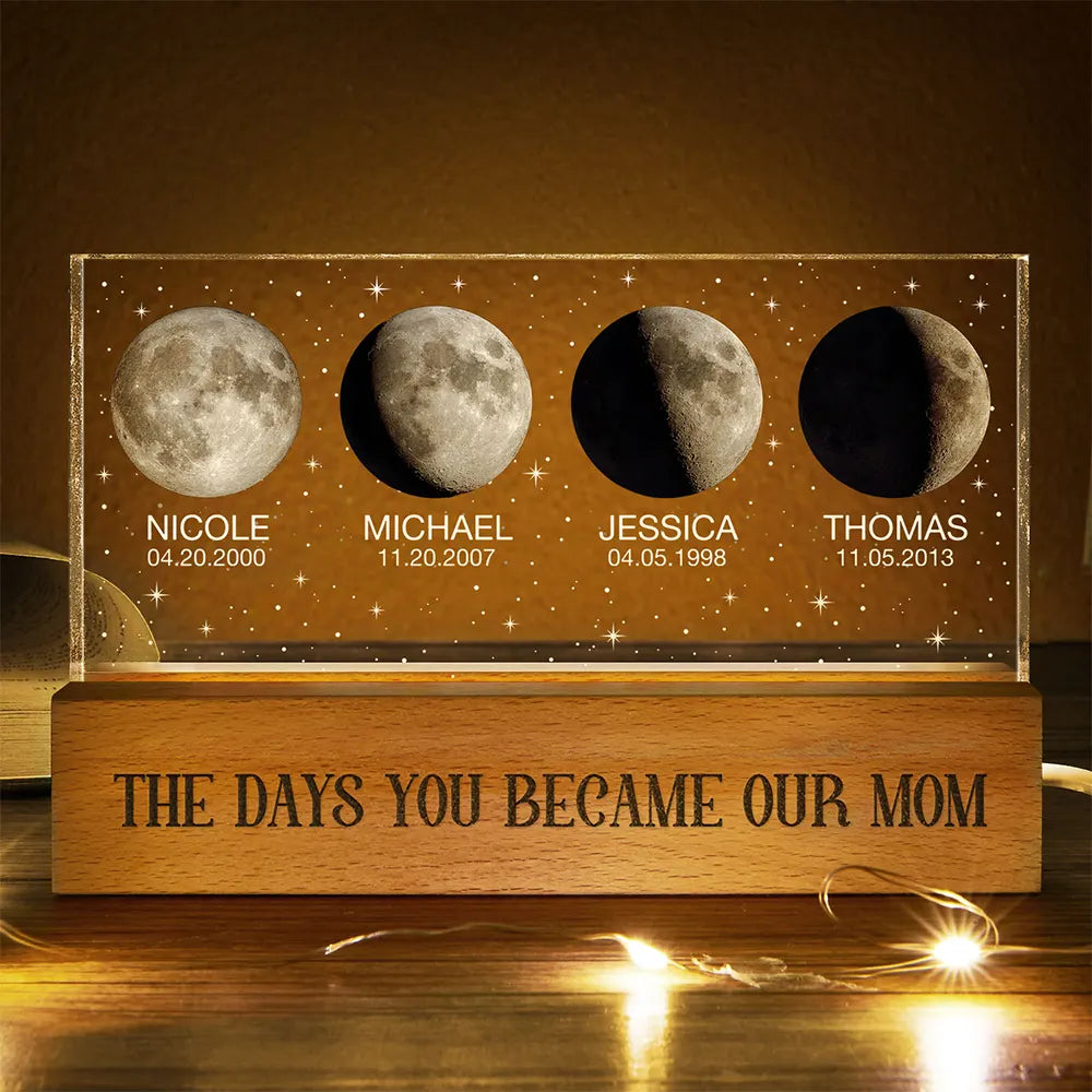 “The Day You Became My Mom” - Personalized Moon Phase LED Light