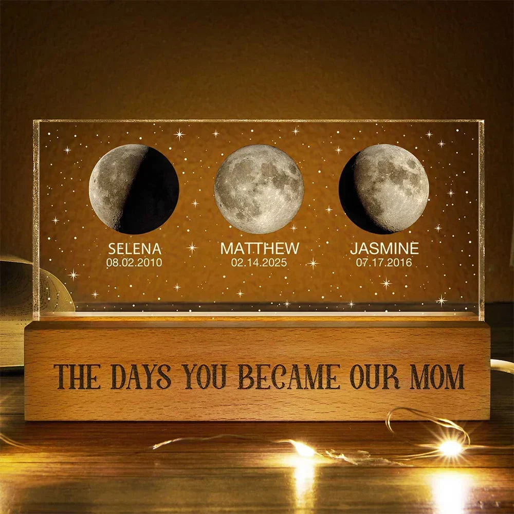 “The Day You Became My Mom” - Personalized Moon Phase LED Light