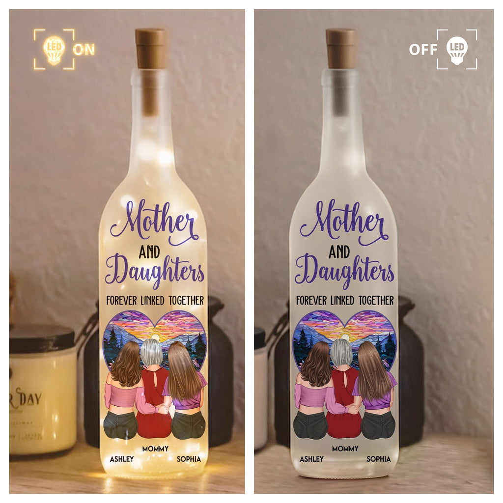 Custom Mother Daughter Bottle Light: 'Forever Linked Together' Keepsake