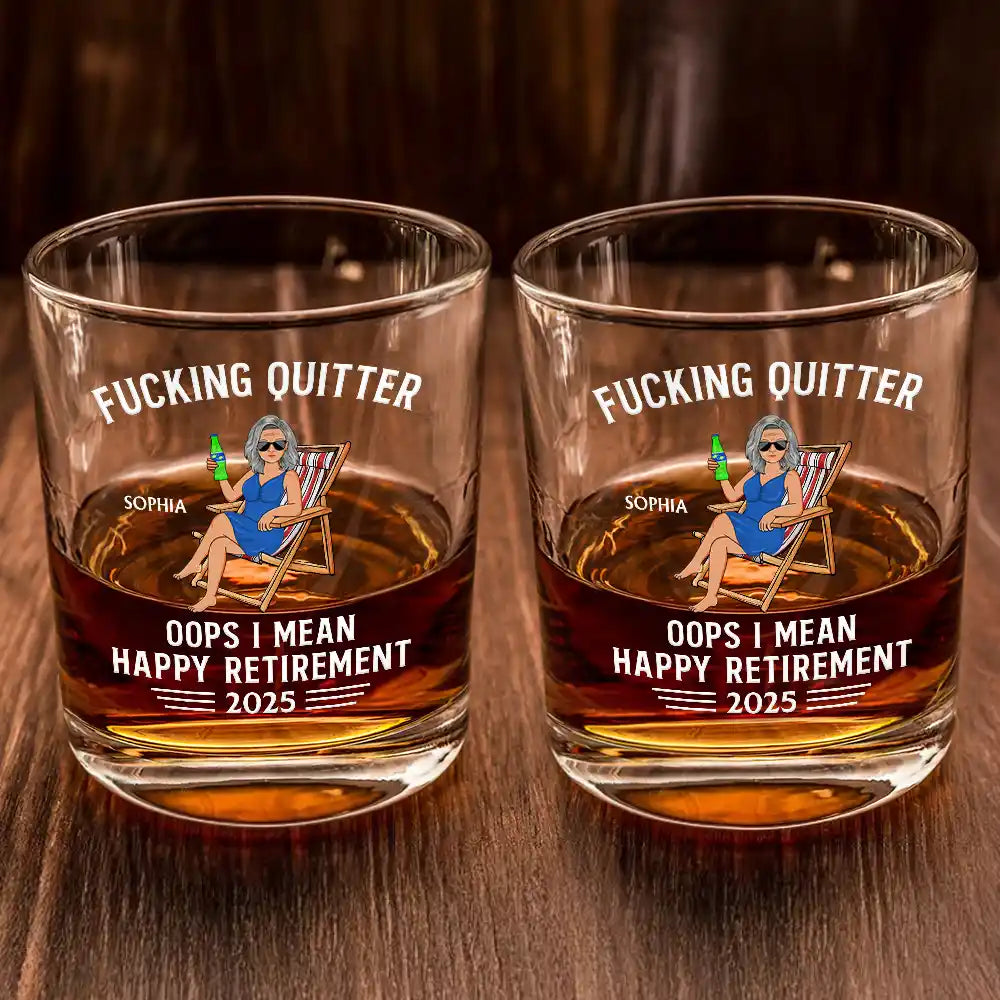 Oops I Mean Happy Retirement - Personalized Custom Whiskey Glass