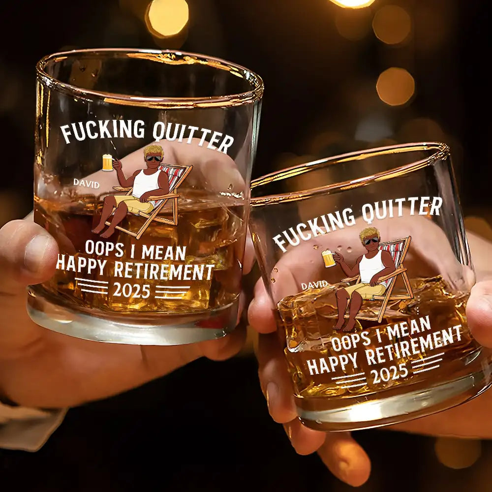Oops I Mean Happy Retirement - Personalized Custom Whiskey Glass
