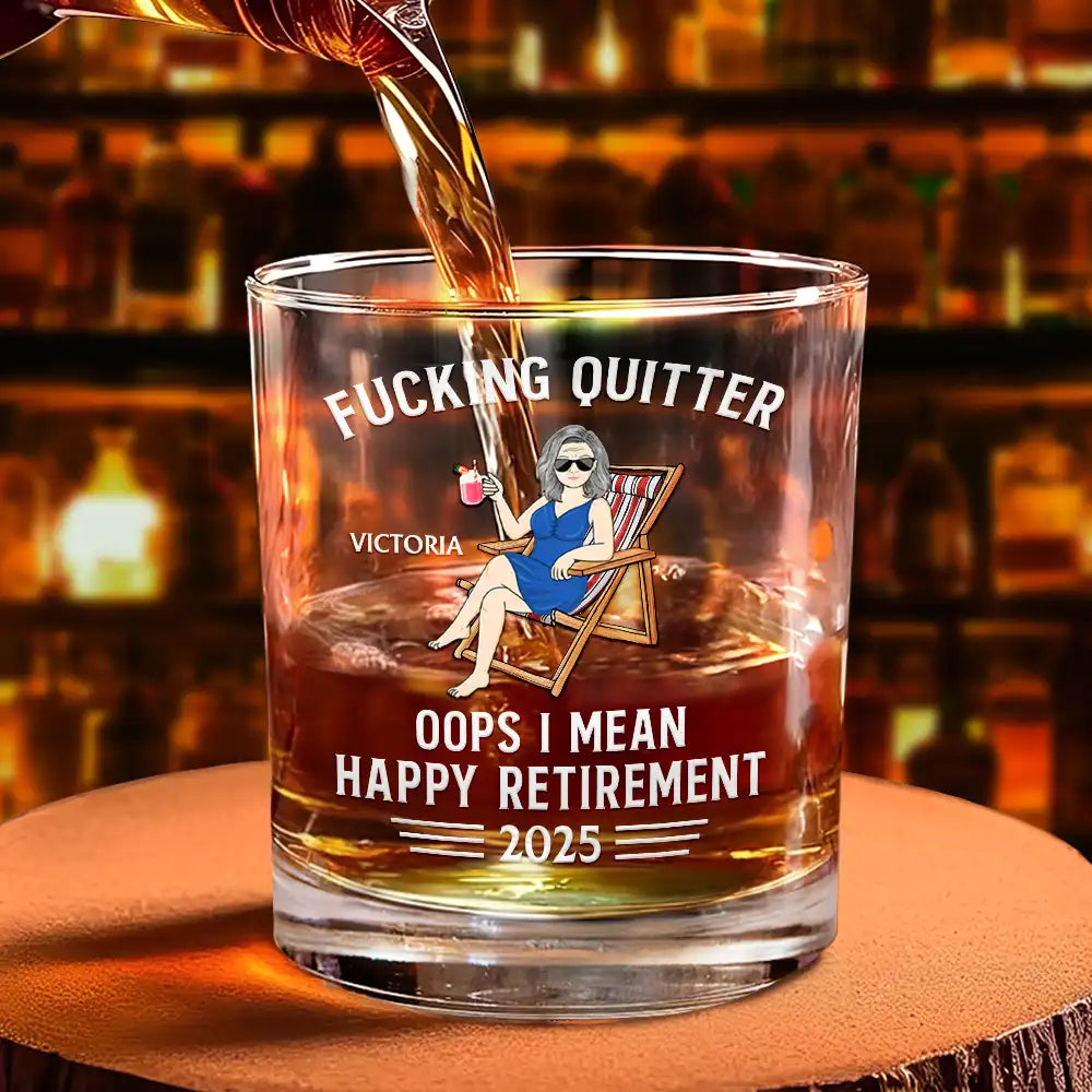 Oops I Mean Happy Retirement - Personalized Custom Whiskey Glass