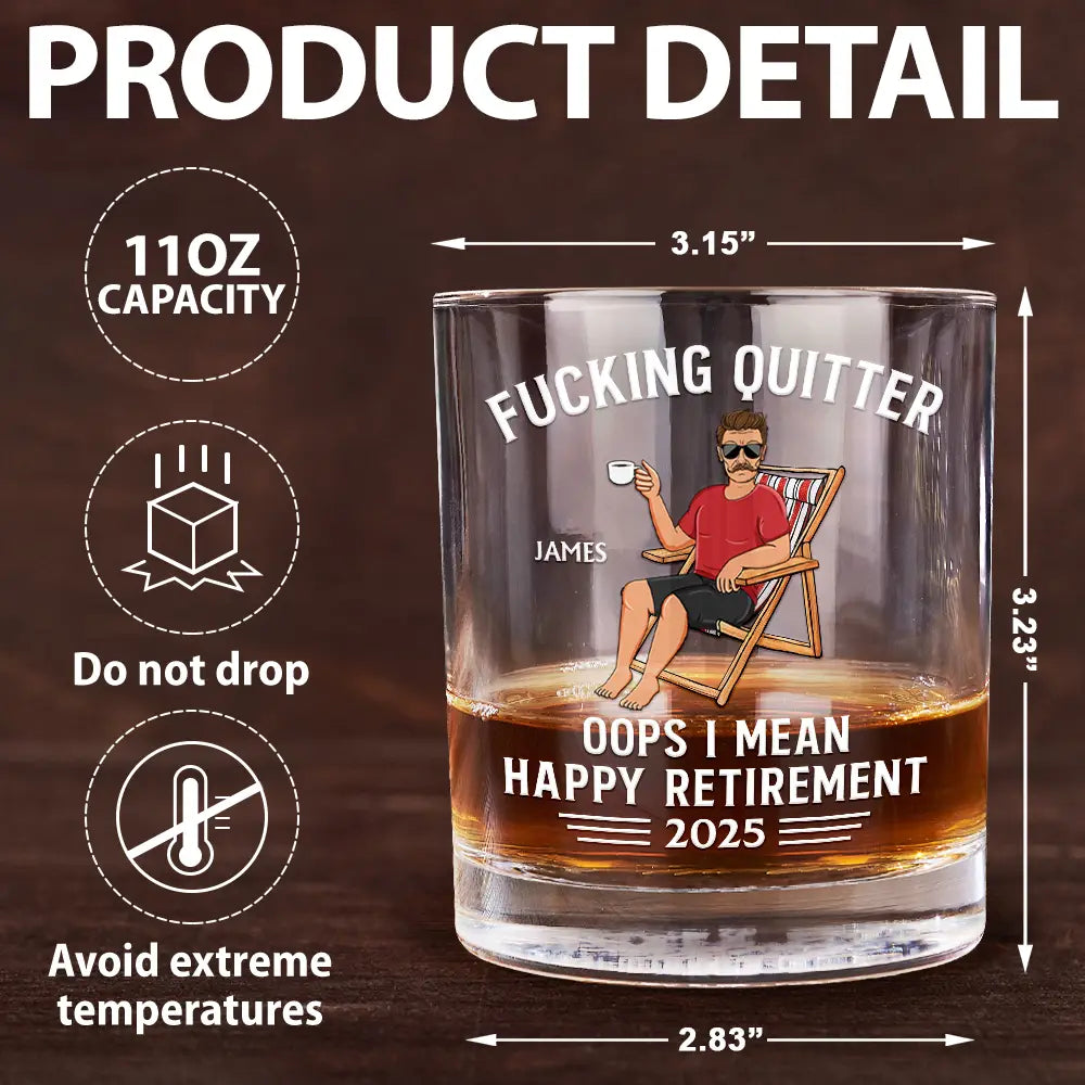 Oops I Mean Happy Retirement - Personalized Custom Whiskey Glass