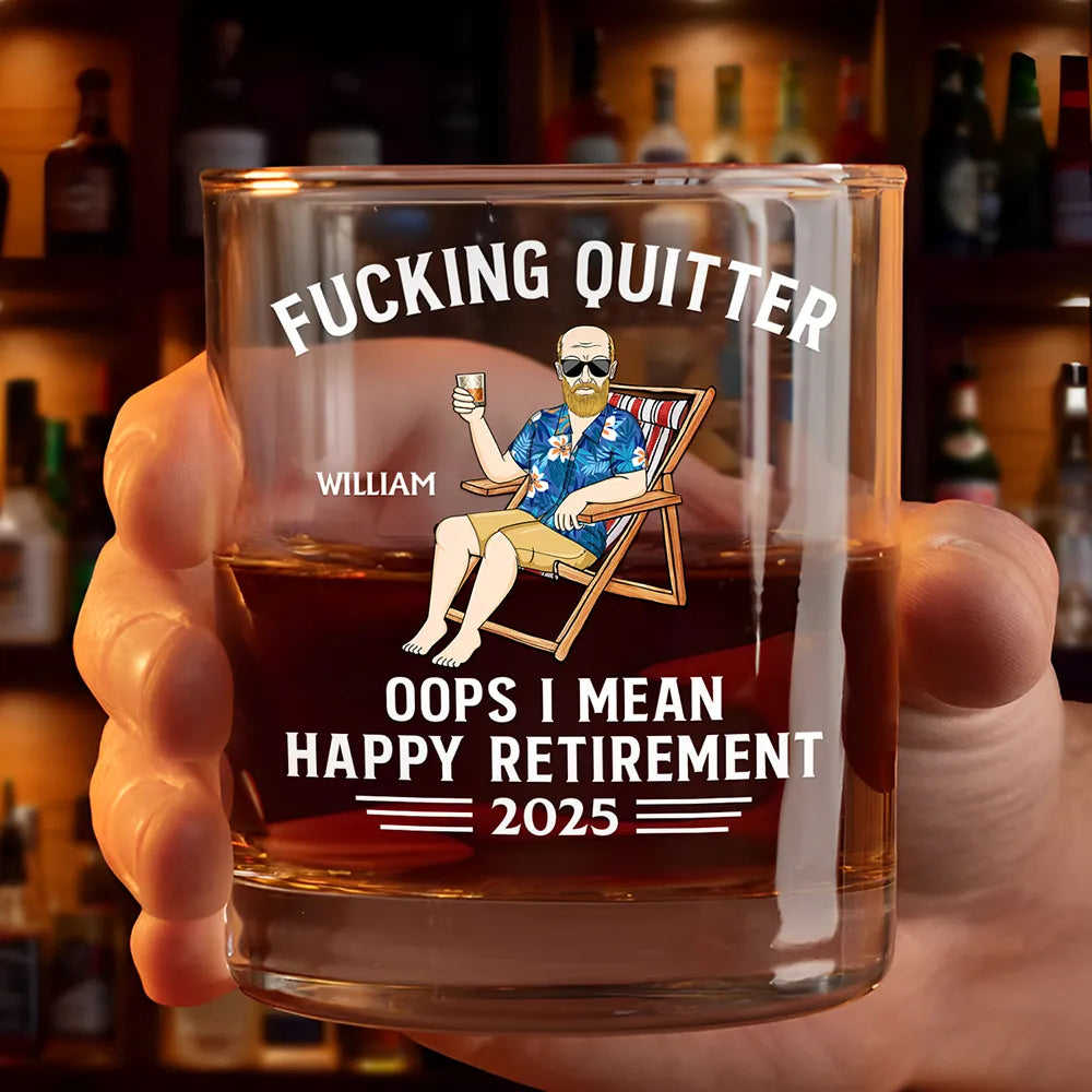 Oops I Mean Happy Retirement - Personalized Custom Whiskey Glass