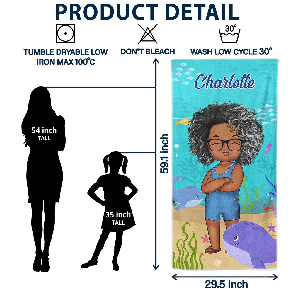 Beach Cartoon Kid - Personalized Beach Towel