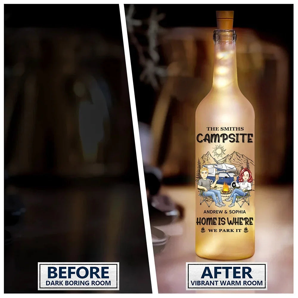 Personalized 'Husband & Wife Camping Partners' LED Bottle Light